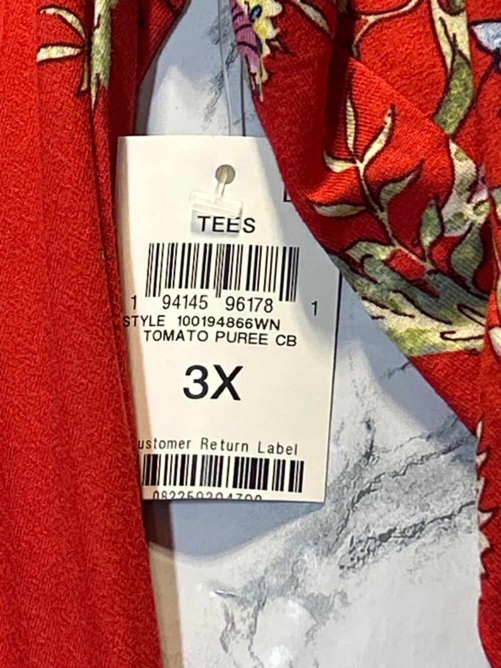 JM Collection Womens Size 3X Red Floral Print Tunic Top 3/4 Sleeve - Picture 7 of 9